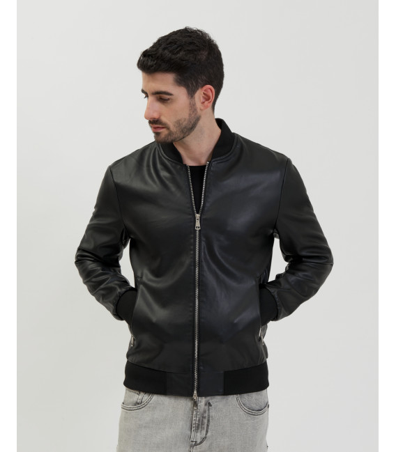 Faux-leather bomber jacket Gianni Lupo