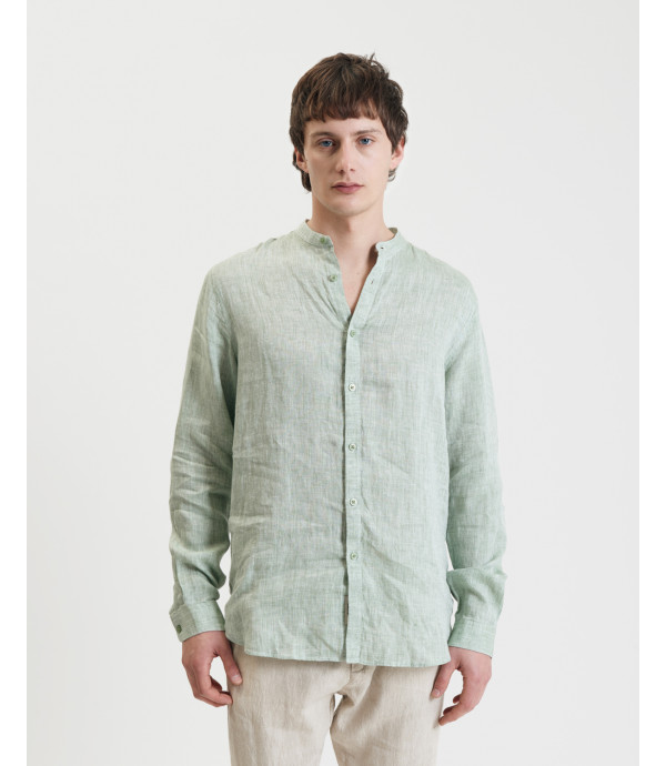 Mandarin collar premium linen shirt