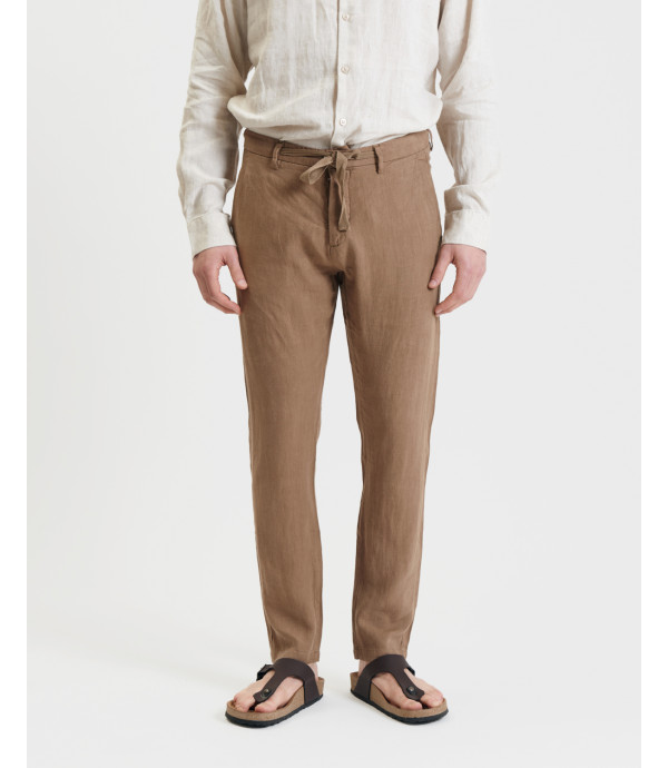 Linen trousers with drawstring