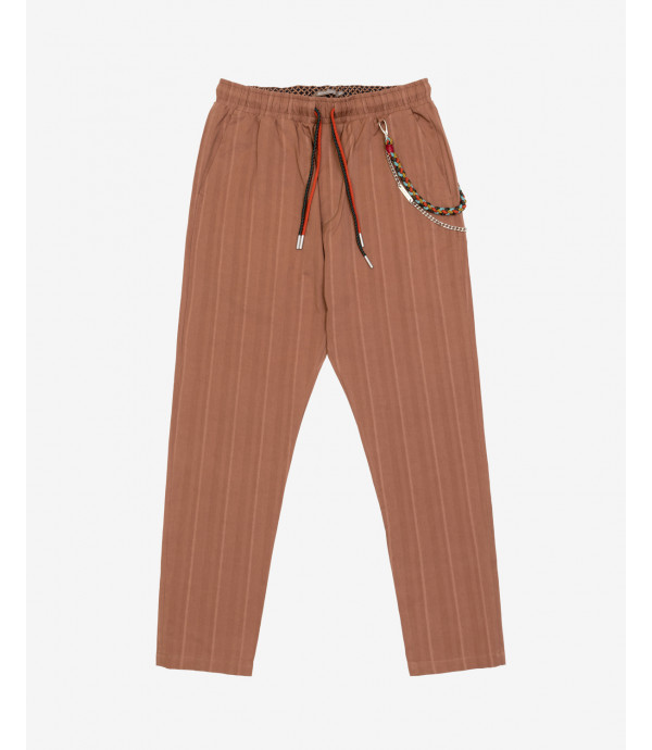 LEONARD drawstring trousers in tonal contrast stripes