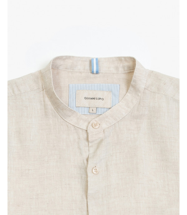 Mandarin collar premium linen shirt