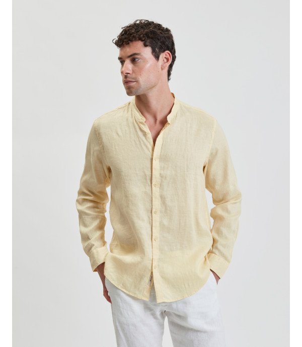 Mandarin collar linen shirt