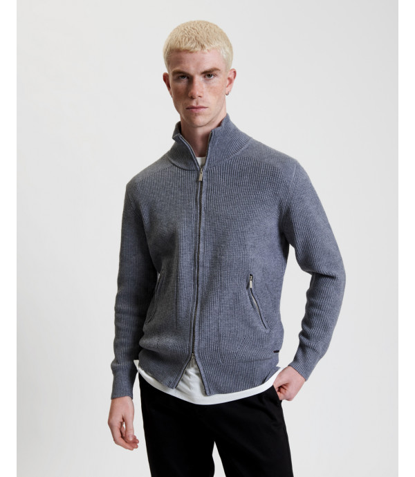 Cardigan a costa inglese con zip