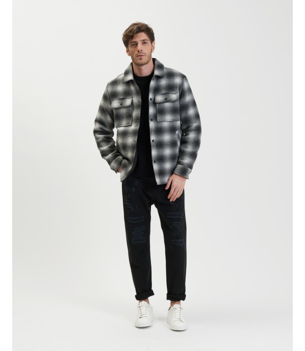 Herringbone check overshirt