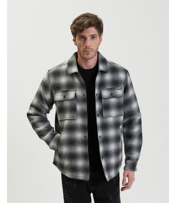 Herringbone check overshirt