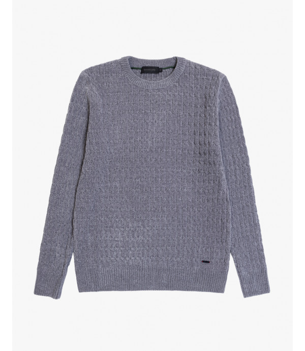 Chenille cable crewneck sweater