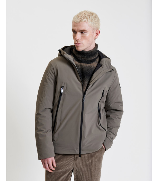 Parka in tessuto tecnico con cappuccio e tasche zip