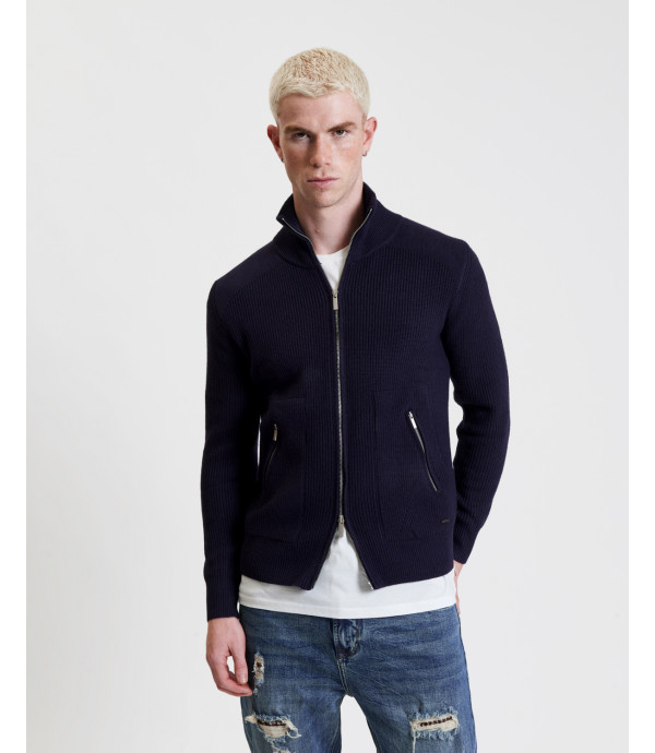 Cardigan a costa inglese con zip