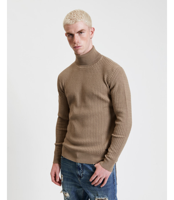 Cable knit turtleneck sweater