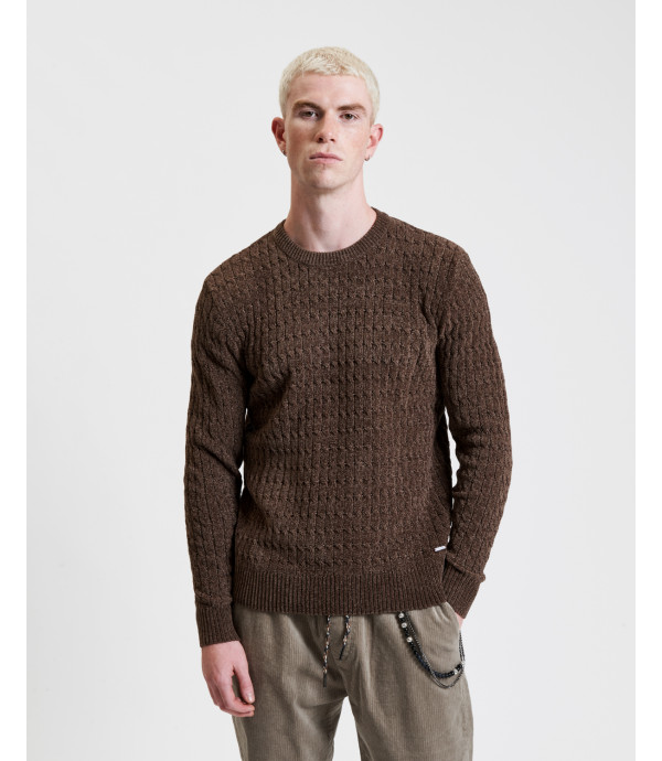 Chenille cable crewneck sweater