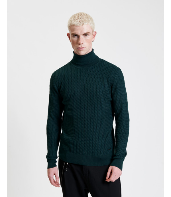 Cable knit turtleneck sweater