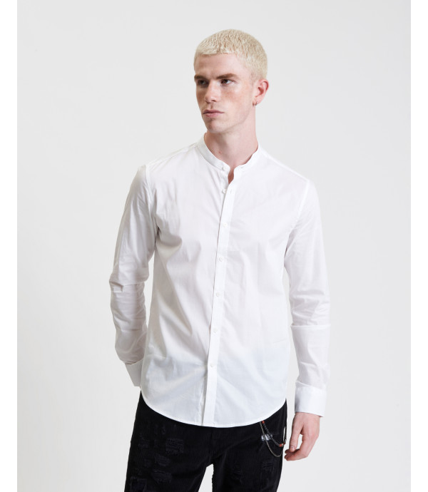 Stretch mandarin collar shirt