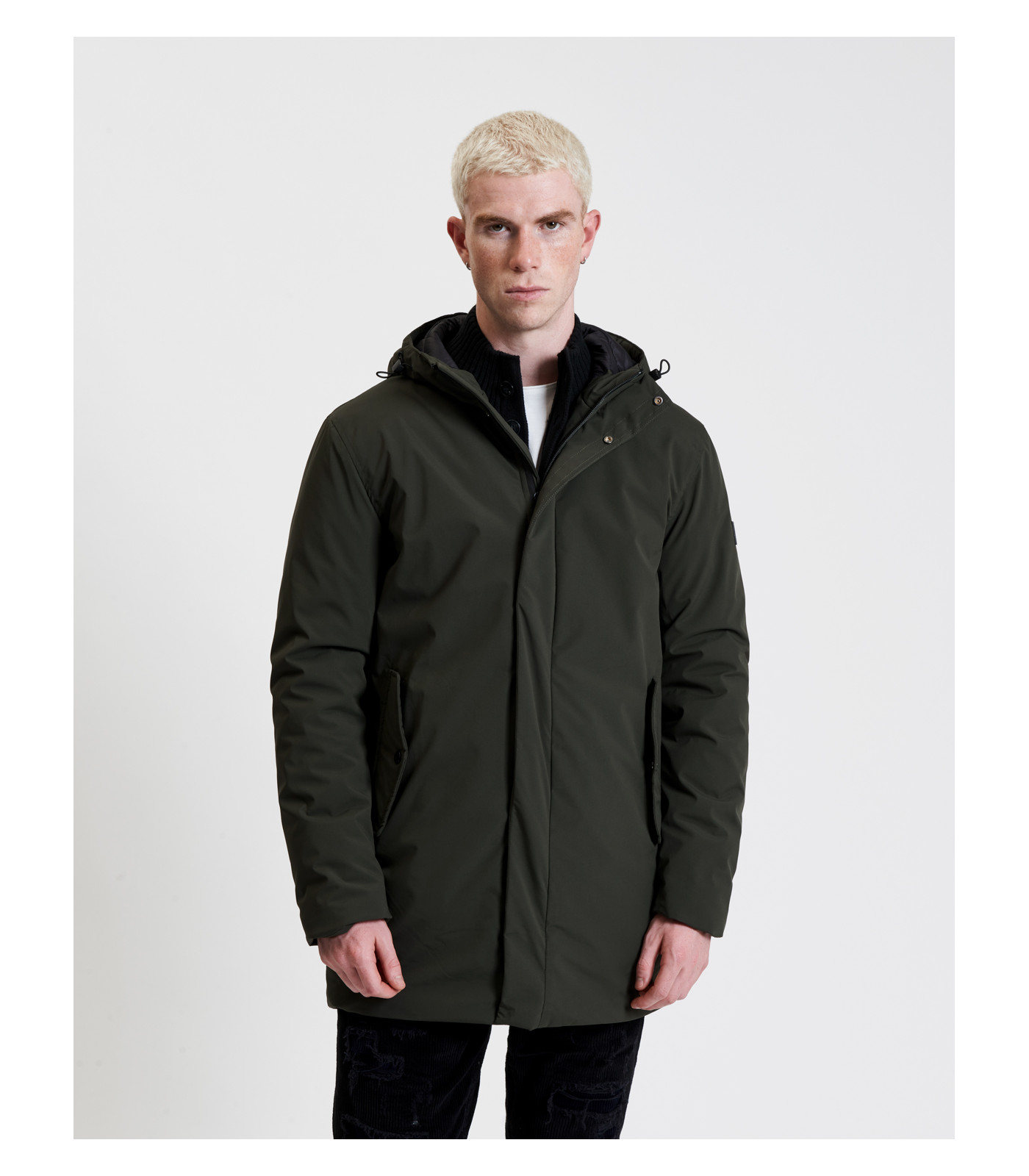 Tech fabric parka with hood Gianni Lupo