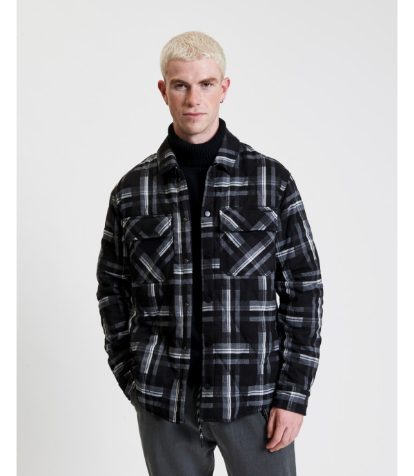 Padded overshirt in geometric pattern