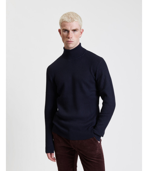 Cable knit turtleneck sweater