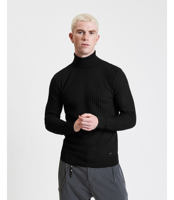 Textured turtleneck swester