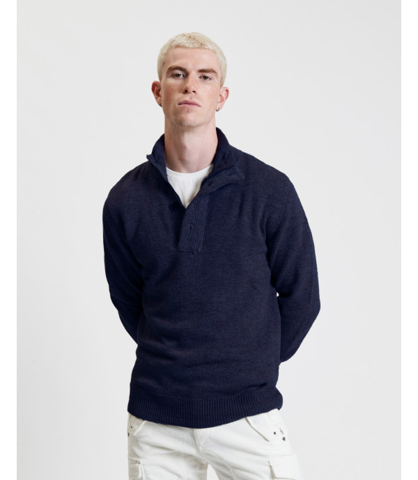 Quarted zip and buttons sweater