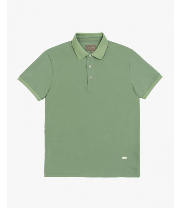 Piquet polo with patterned undercollar