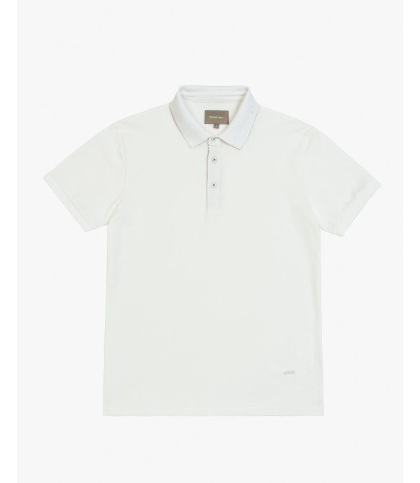 Piquet polo with patterned undercollar