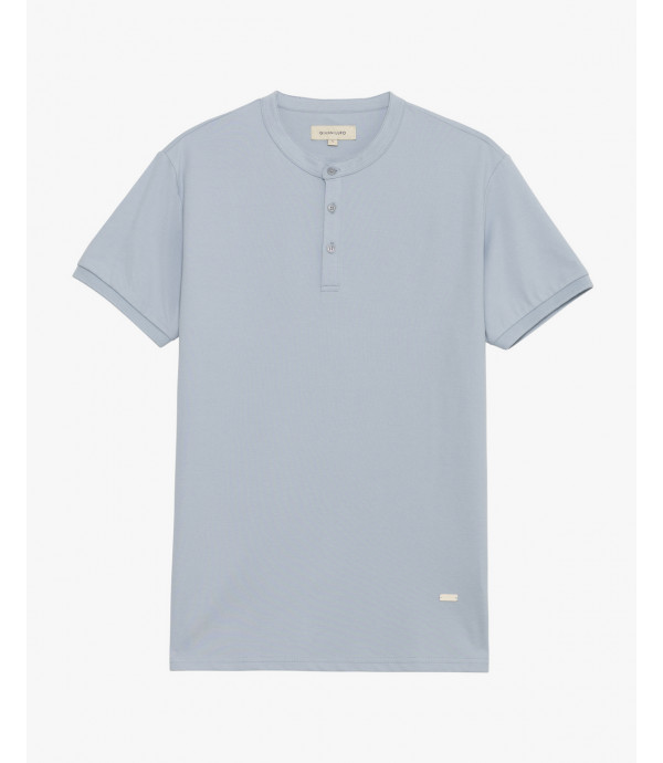Mandarin collar polo shirt in piquet