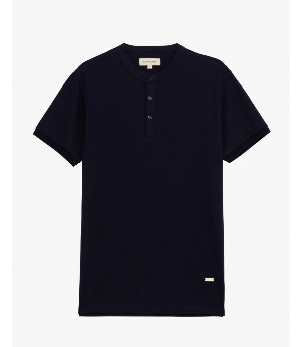 Mandarin collar polo shirt in piquet