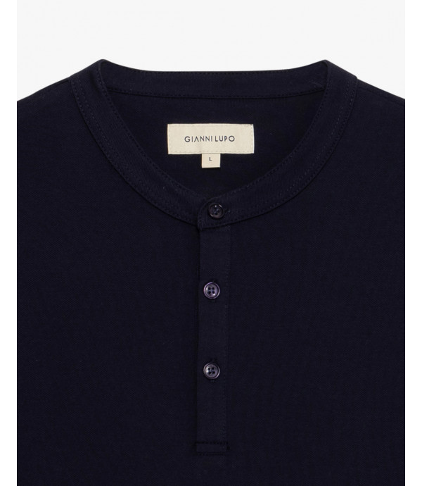 Mandarin collar polo shirt in piquet