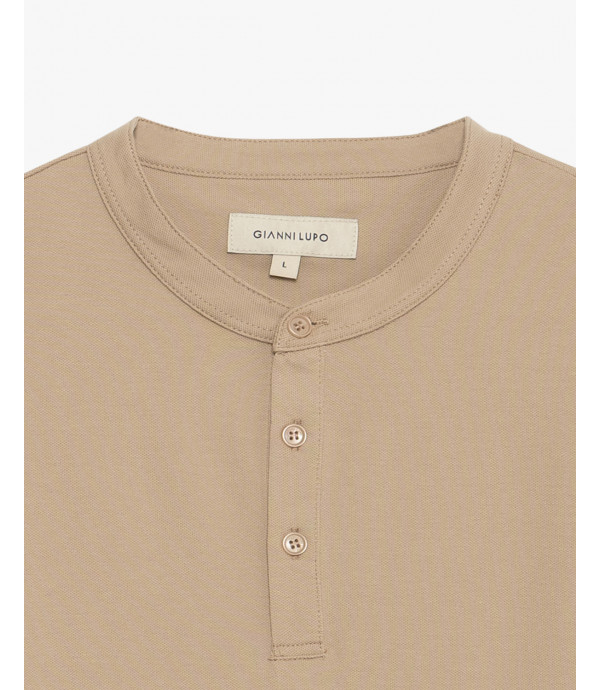 Mandarin collar polo shirt in piquet