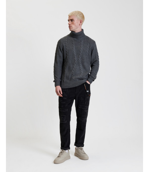 Cable knit turtleneck sweater