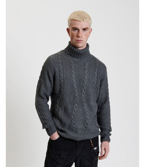 Cable knit turtleneck sweater